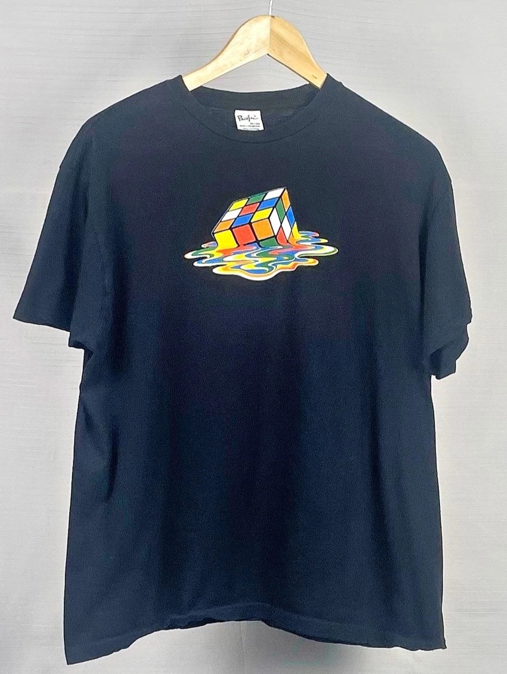 Melting Rubiks Cube Graphic T-Shirt Black XL